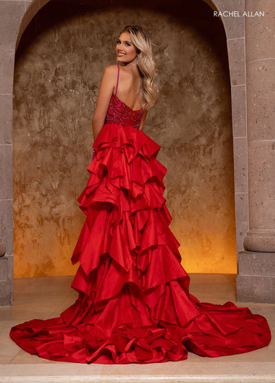 Rachel Allan 50364 Sleeveless Ruffled Overskirt Gown