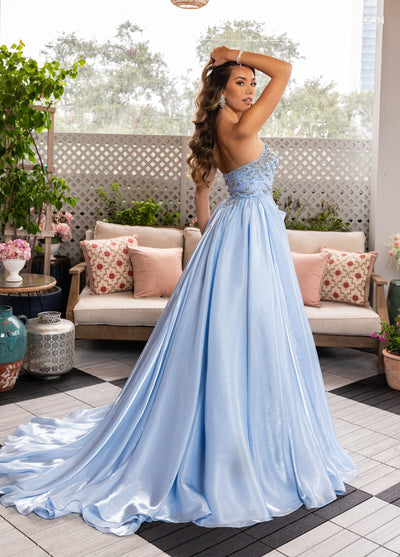 Organza Strapless A-line Slit Gown by Rachel Allan 50368