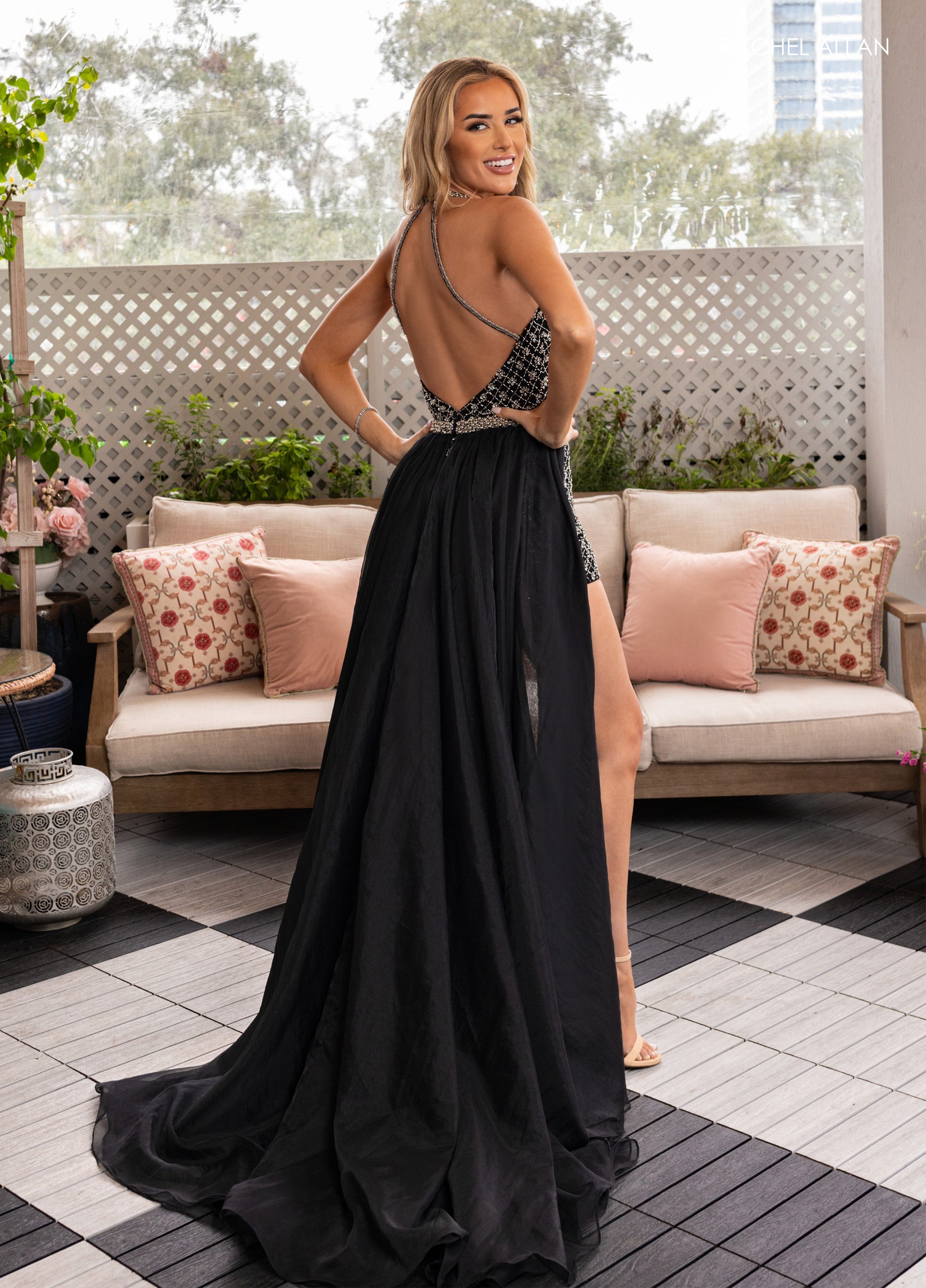 Beaded V-Neck Romper by Rachel Allan 50380