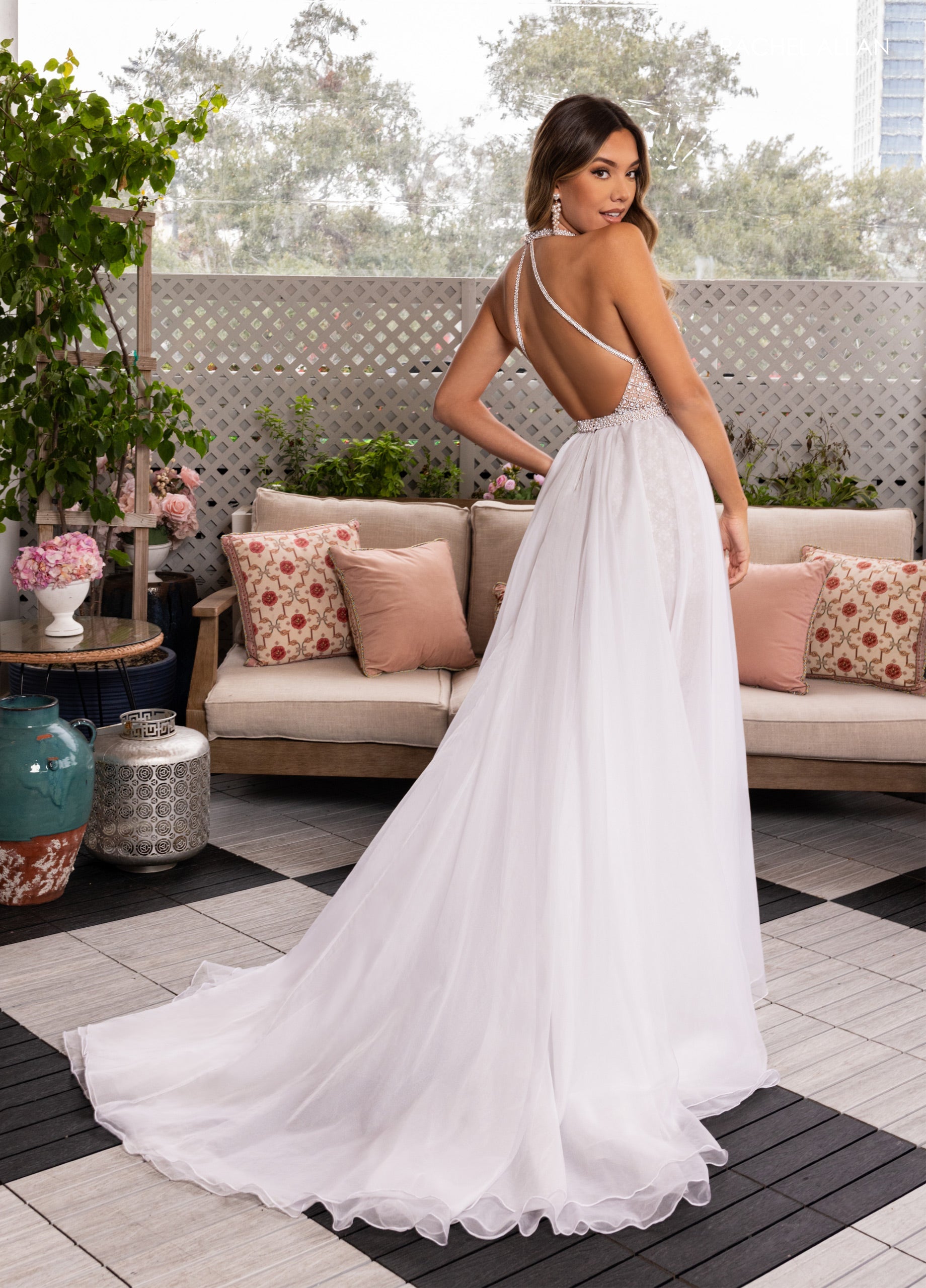 Beaded V-Neck Romper by Rachel Allan 50380
