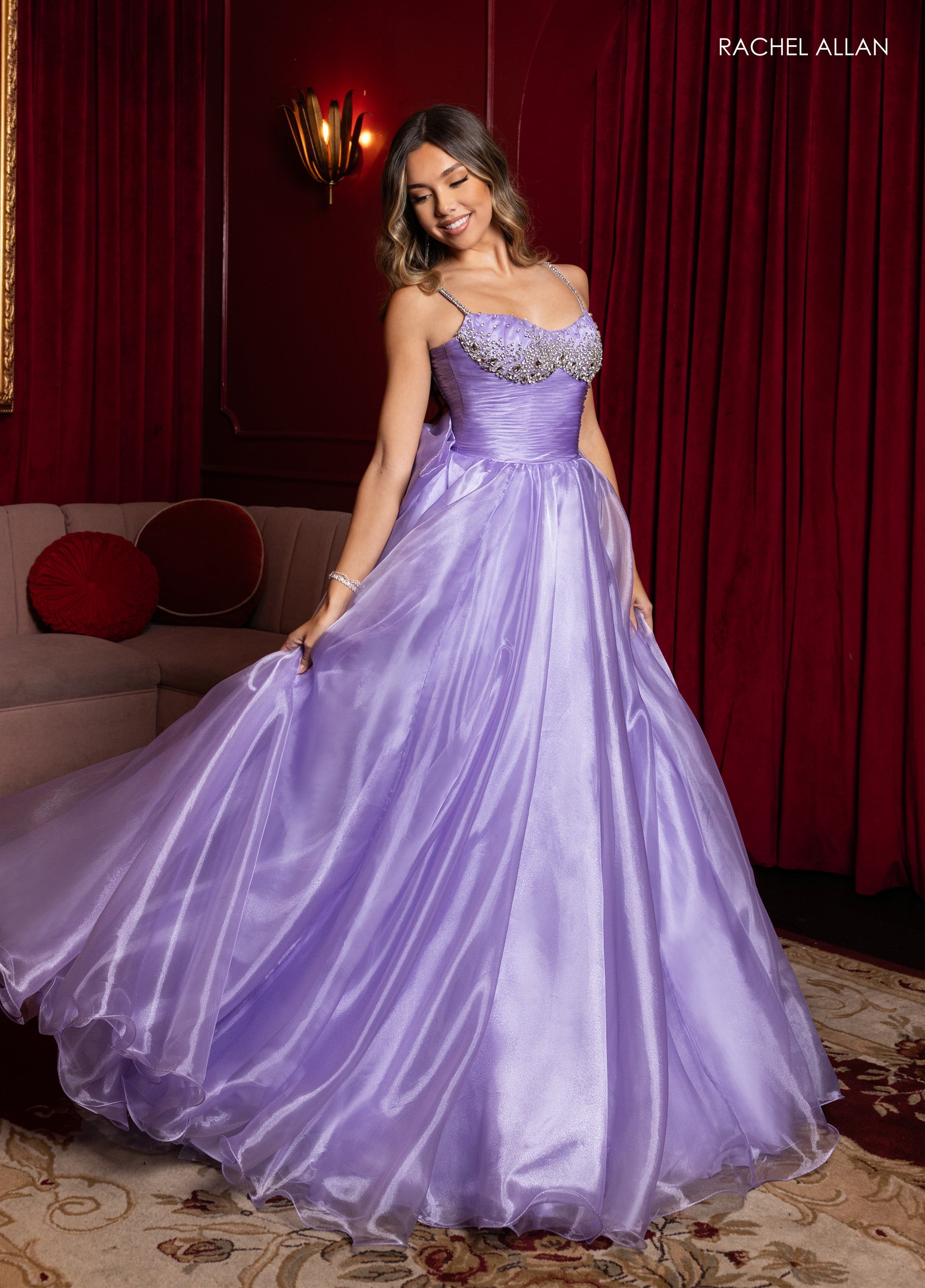 Organza Sleeveless A-line Gown by Rachel Allan 50386
