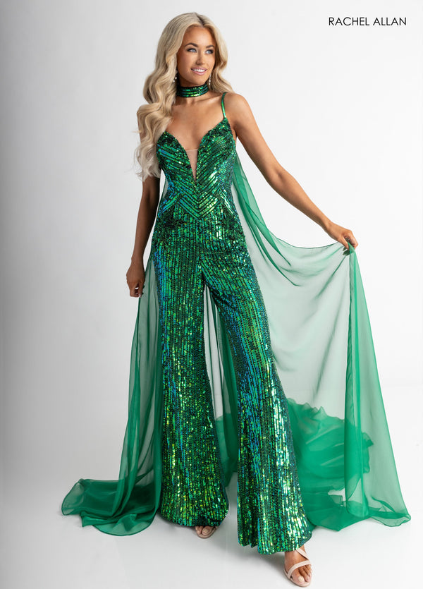 Rachel Allan Black/Emerald Long Formal Dresses