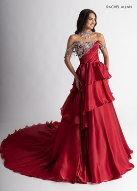 Strapless A-line Tiered Gown by Rachel Allan 50401