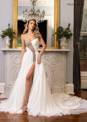 Strapless A-line Slit Gown by Rachel Allan 50405