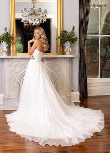 Rachel Allan White/Nude Long Formal Dresses