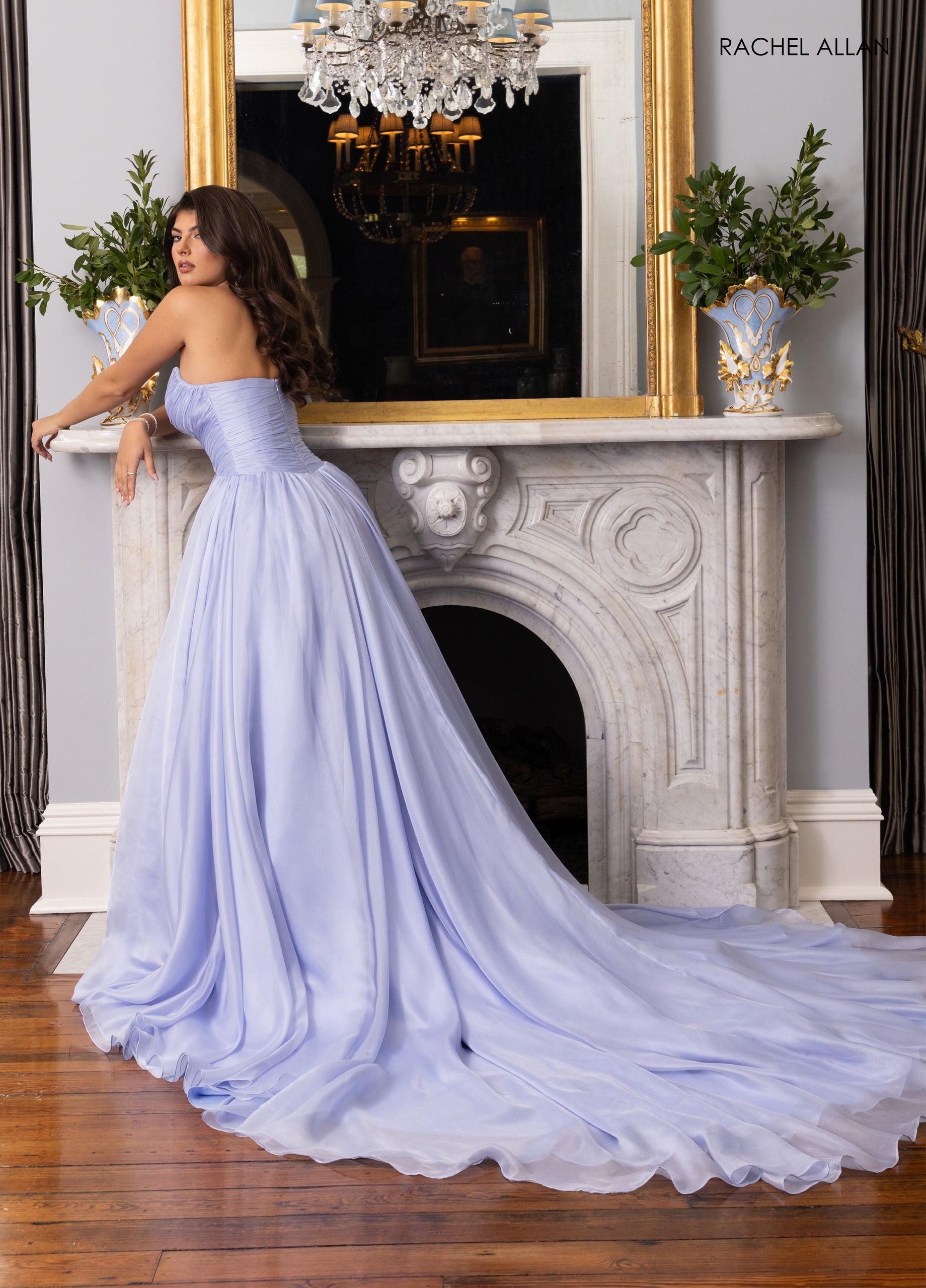 Strapless A-line Slit Gown by Rachel Allan 50405