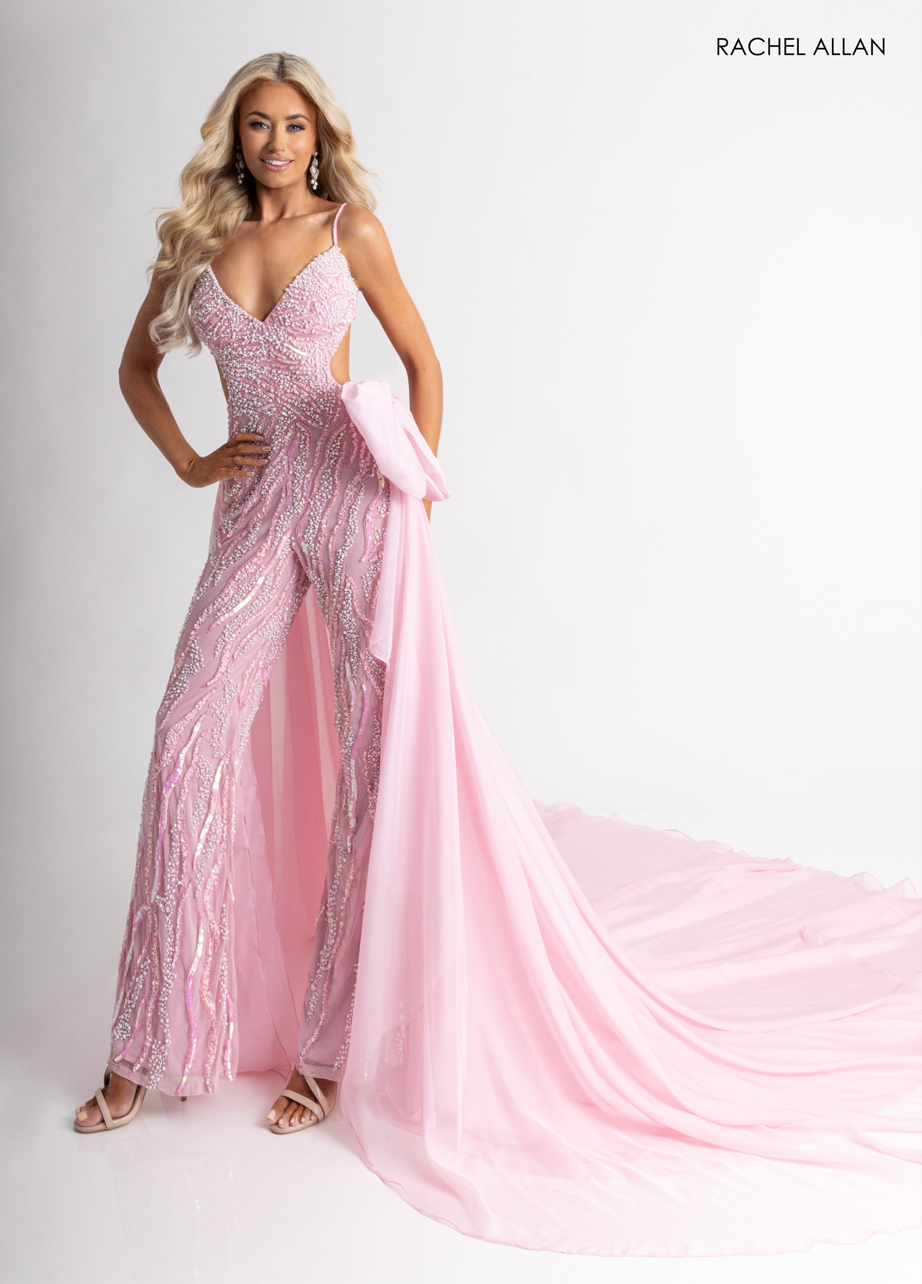 Beaded Sleeveless Jumpsuit by Rachel Allan 50411
