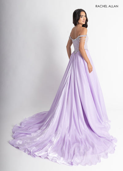Organza Cape A-line Gown by Rachel Allan 50416