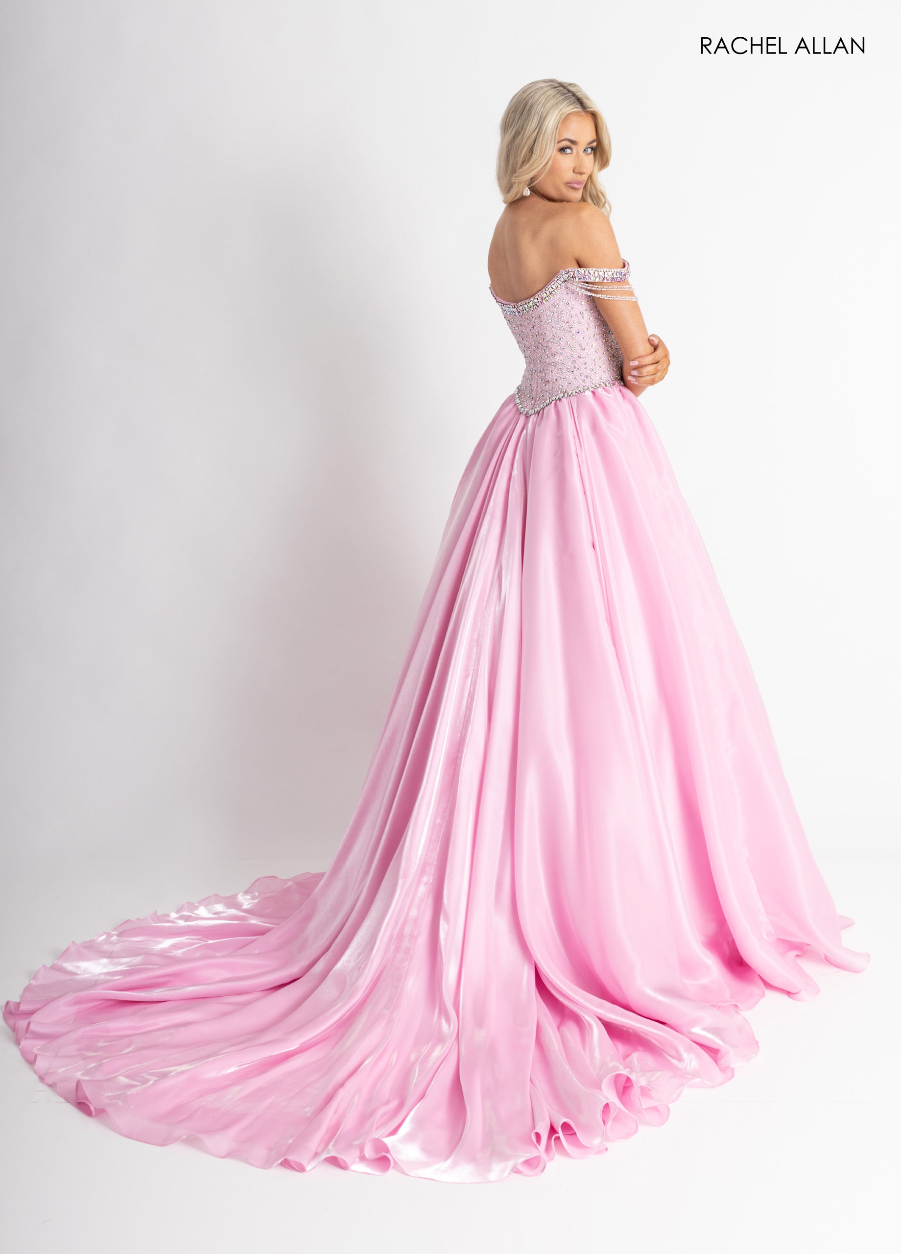 Organza Cape A-line Gown by Rachel Allan 50416