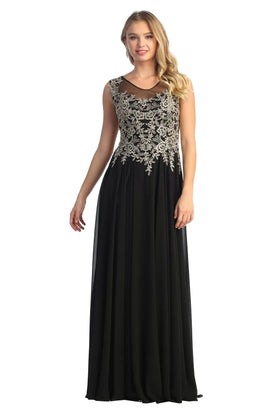 Cindy Collection 50425 Sequin Embroidered Lace Chiffon A-Line Dress