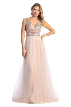 Cindy Collection 50429 Sequined Tulle Ball Silhouette Dress