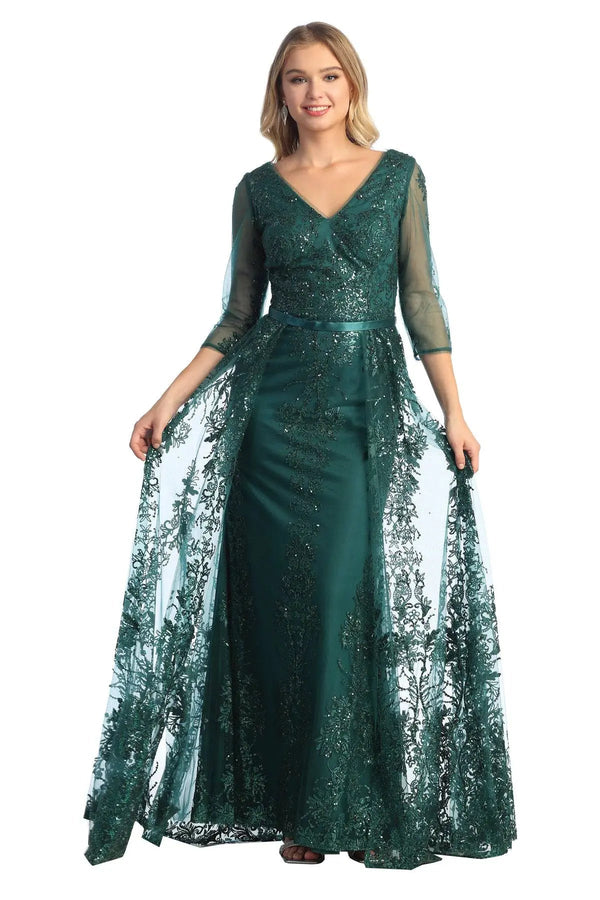 Cindy Collection 50445 Lace Embroidered Sequin Evening Dress
