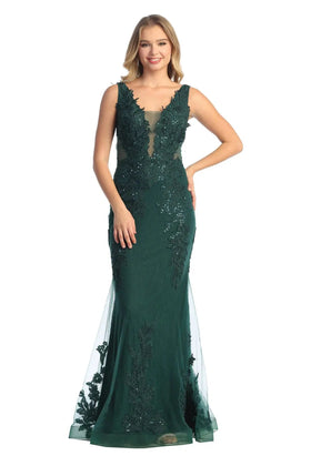 Cindy Collection 50454 Lace Embroidered Mermaid Evening Dress