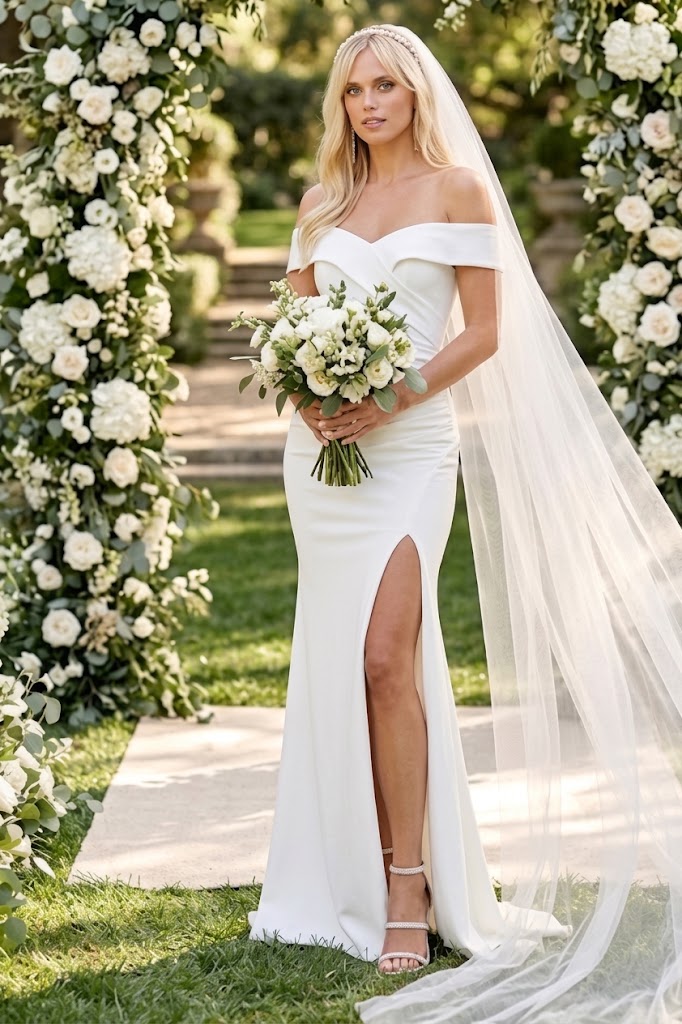Eva USA 3418 Long Off-Shoulder Wedding Dress