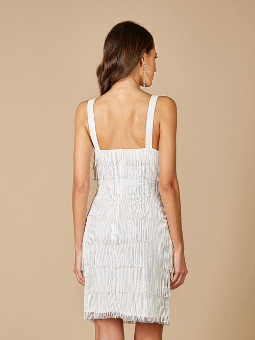 Lara Dakota Beaded Fringe Short Wedding Dress