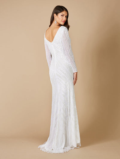 Lara Gretchen V-Neck Long Sleeve Wedding Dress
