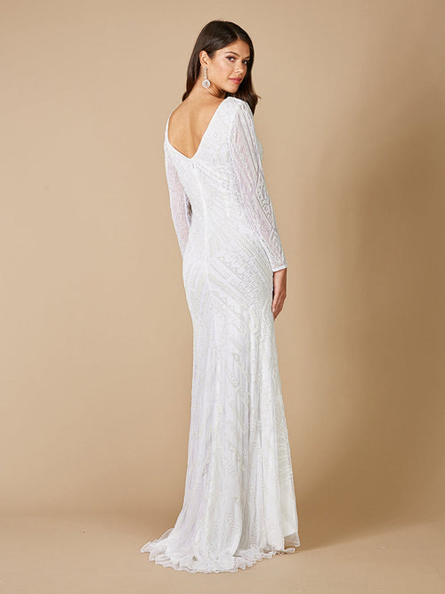 Lara Gretchen V-Neck Long Sleeve Wedding Dress