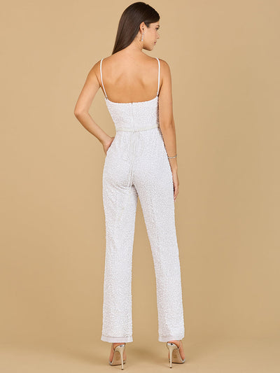 Lara 51122 Ivory Spaghetti Straps Beaded Bridal Jumpsuit