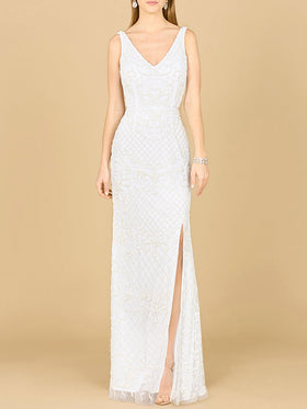 Beaded Bridal Gown with Lace Up Back