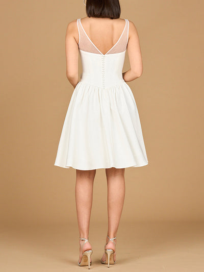 Illusion Neck Bridal Midi Dress