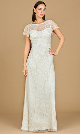 Lara 51219 - Beaded Flutter Sleeve Wedding Gown