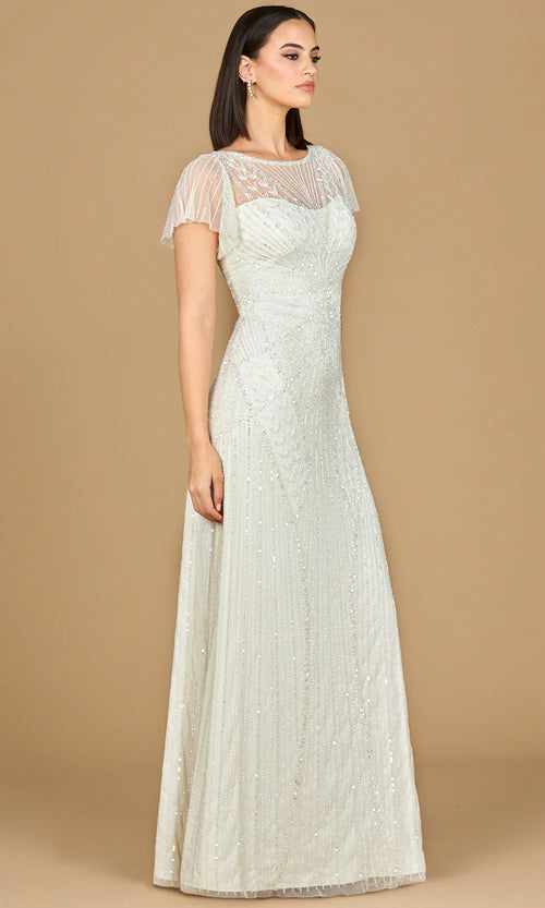 Lara 51219 - Beaded Flutter Sleeve Wedding Gown