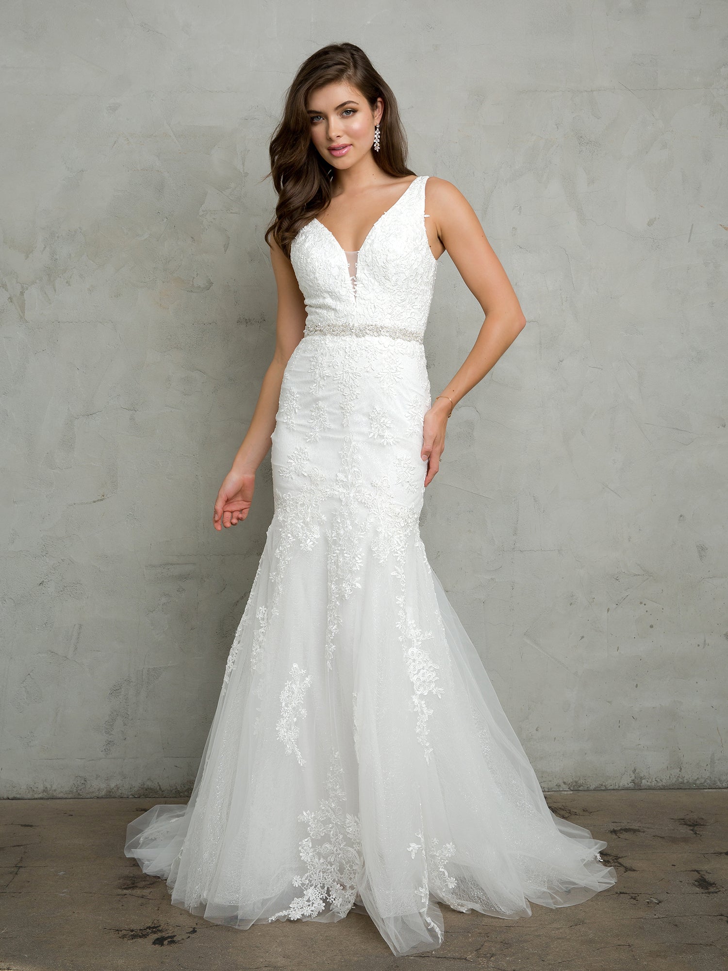 Vestido de novia largo con purpurina Eva USA 5249