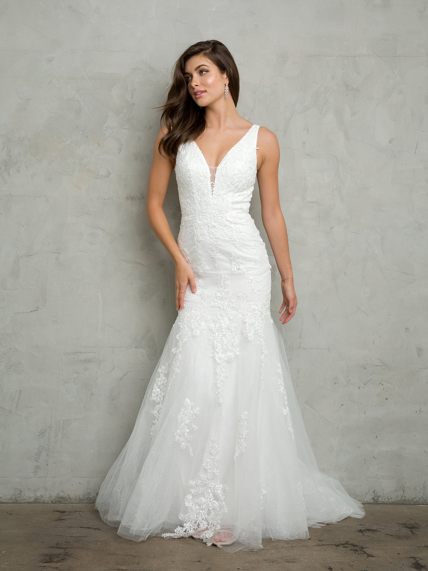 Vestido de novia largo con purpurina Eva USA 5249