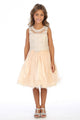 Sleeveless Embroidered Little Girls Short Tulle Party Dress with Rhinestone Bodice & Lace-Up Back By AG5266