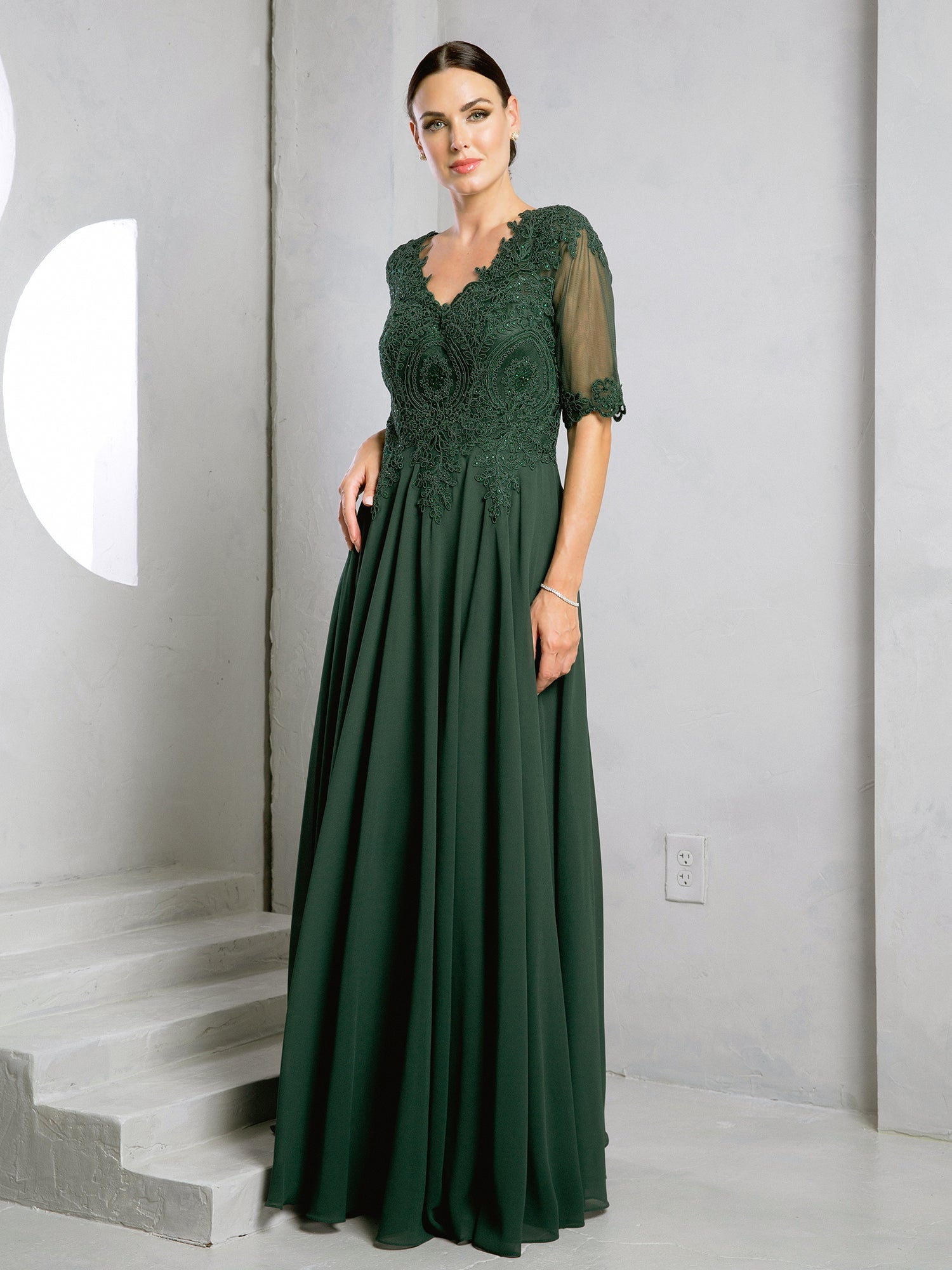 Eva USA EV5271 Streamlined Long Silhouette Synthetic Evening Dress