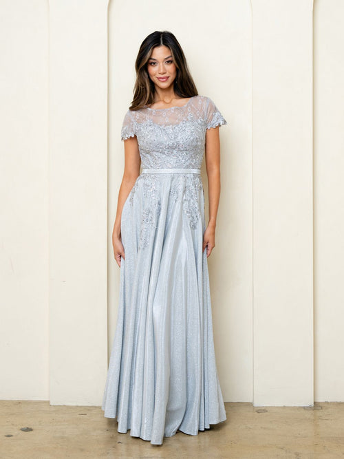 Mother of the Bride Dresses Long Mother of the Bride Formal Metallic Dress Silver