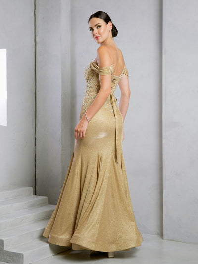 Eva USA EV5284 Glitter Hand-Beaded Mermaid Dress With Train