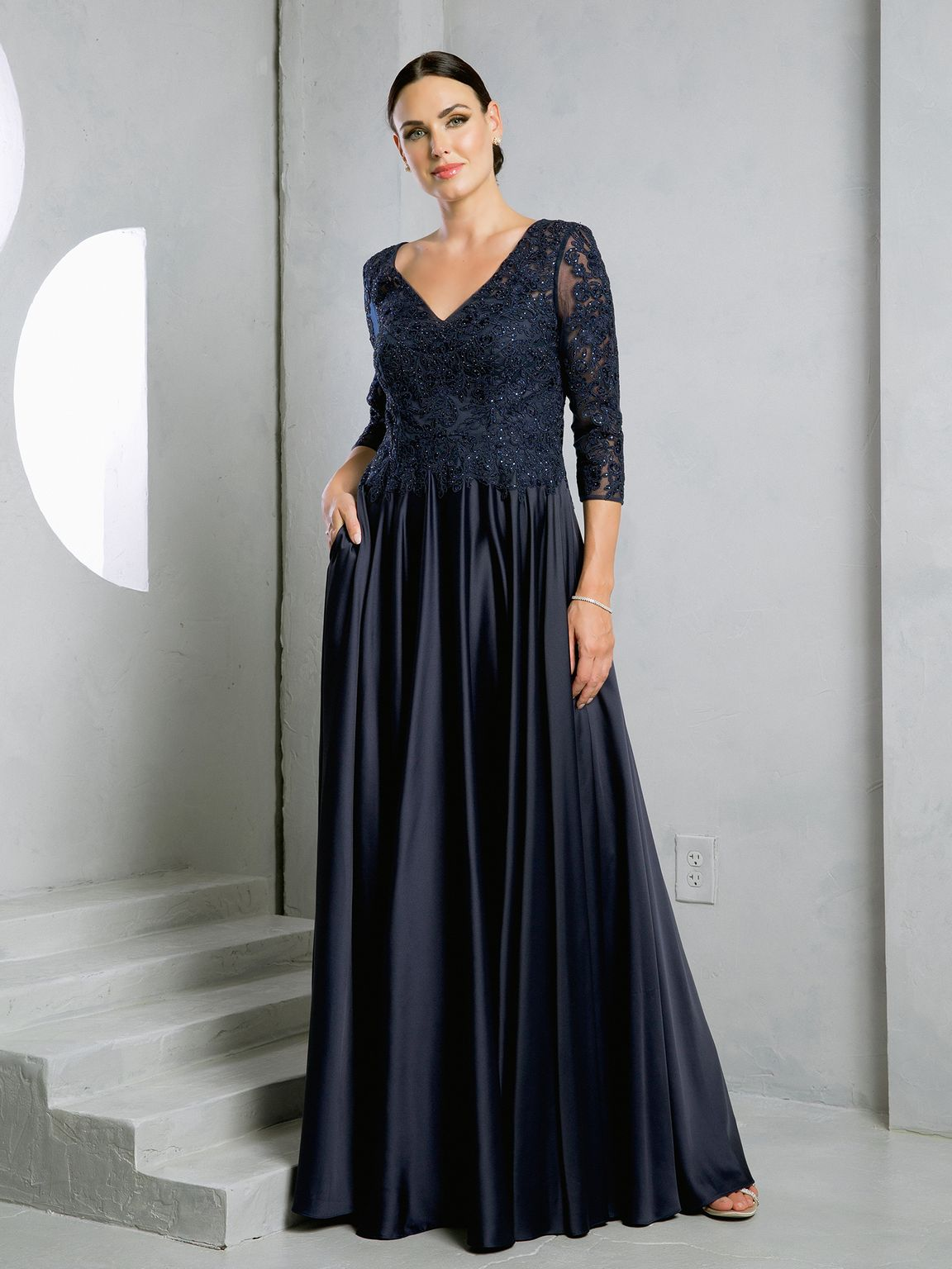 eva fashion dresses Floral Lace Overlay Long Evening Dress with Sleeves EV5286 by USA NA-10.10.25AM Appropriate Semi Casual Dress 3XL Occasion Waist:W-33