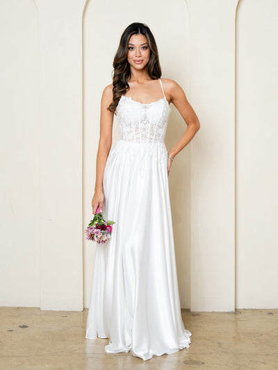 Eva USA EV5289 Sleek Corset Lace A-Line Wedding Dress Long Dress
