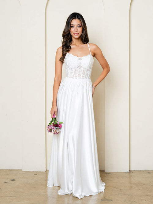 Eva USA EV5289 Sleek Corset Lace A-Line Wedding Dress Long Dress
