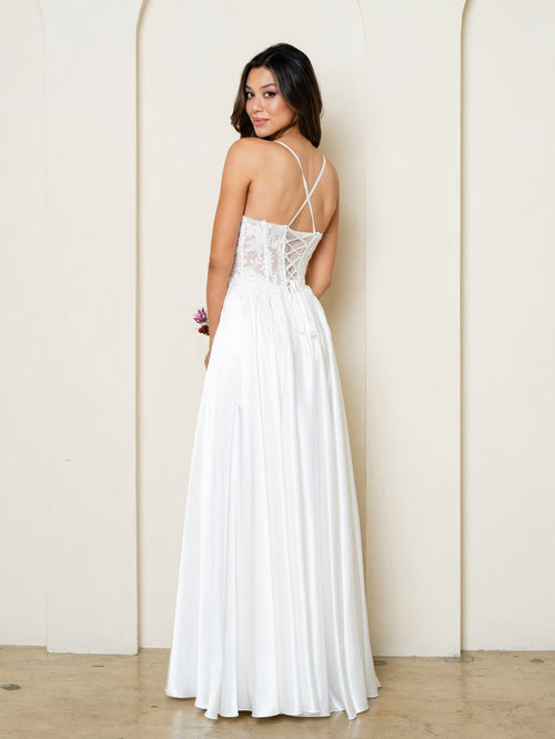 Eva USA EV5289 Sleek Corset Lace A-Line Wedding Dress Long Dress