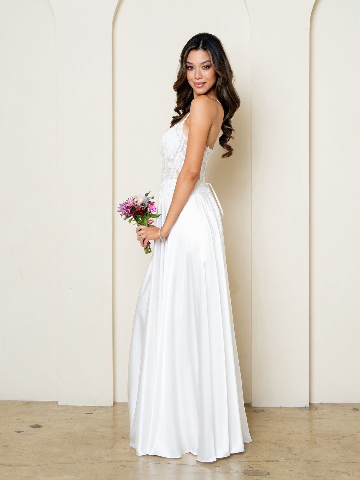 Eva USA EV5289 Sleek Corset Lace A-Line Wedding Dress Long Dress