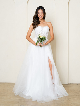 Eva USA EV5295 Glitter Tulle Layered Beaded Ball Dress