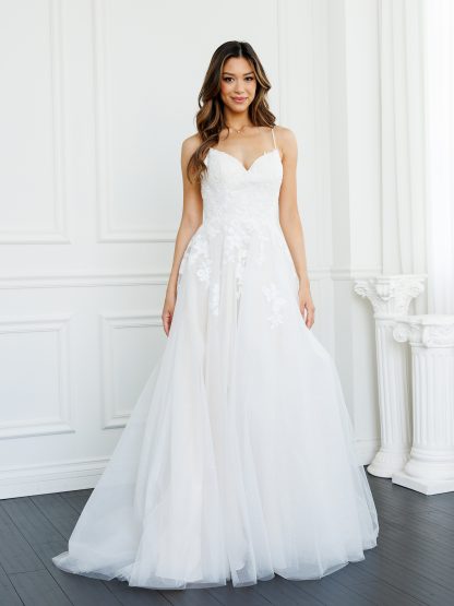 Eva USA 5300 A-Line Floral Lace Long Dress with Structured Lining