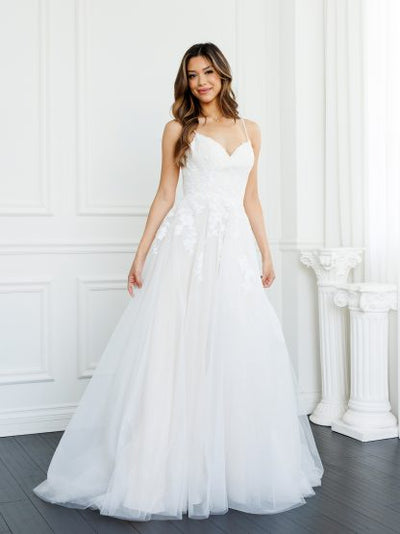 Eva USA 5300 A-Line Floral Lace Long Dress with Structured Lining