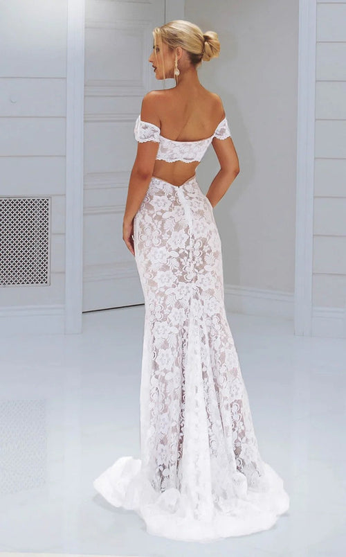 Jessica Angel JA530 Off-Shoulder Sweetheart Fitted Cutout Stretch Lace Dress