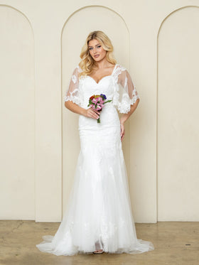 Eva Fashion EV5311 Lace Sheath/Column Sweetheart Wedding Dress with appliqué detail