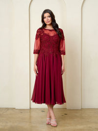 Cocktail Dresses Tea Length A Line Short Cocktail Dress Eva Fashion 5312 Burgundy