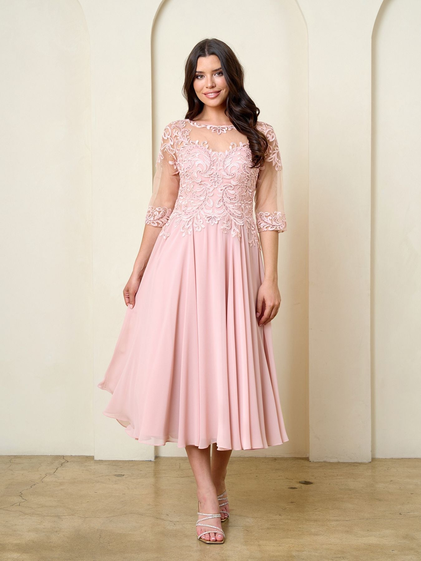 Cocktail Dresses Tea Length A Line Short Cocktail Dress Eva Fashion 5312 Dusty Rose