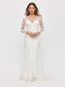 Eva Fashion EV5321 Lace Mermaid/Trumpet Illusion Wedding Dress with embroidered detail