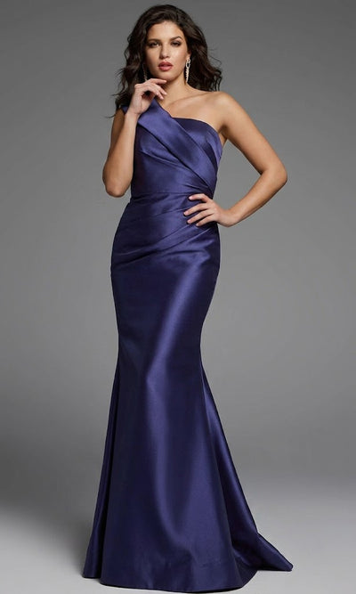 Sleek Satin One Shoulder Mermaid Gown by Jovani 39649