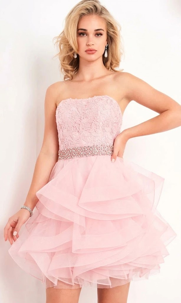 Jovani 3099 - Elegant Floral Lace Short Dress