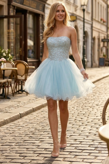 Terani Couture 231P0565 Elegant Homecoming Prom Strapless Beaded Evening Tulle Dress