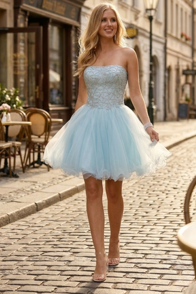 Clearance Terani Couture 231P0565 Elegant Homecoming Prom Strapless Beaded Evening Tulle Dress