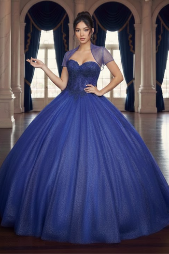 Quinceanera Dress Ball Gown Bolero Glitter Style